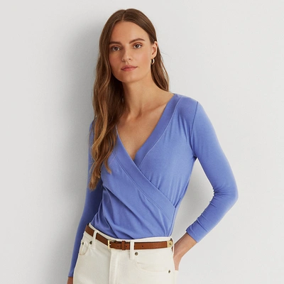 Ralph Lauren Surplice Jersey Top In Blue