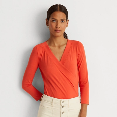 Ralph Lauren Surplice Jersey Top In Hyannis Port Orange
