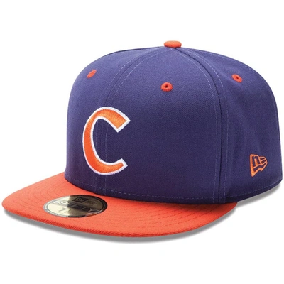 New Era Men's Clemson Tigers 59fifty Basic Fitted Hat - Purple And Orange In Purple,orange