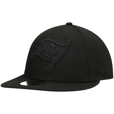 New Era Men's Black Tampa Bay Buccaneers Black On Black Low Profile 59fifty Ii Fitted Hat