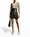Golden Goose Napa Leather Belted Shorts In Black