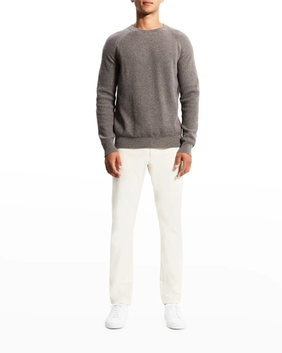 Theory Toby Thermal Cashmere Crewneck Sweater In Stone White Fossi
