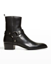 Saint Laurent Black Leather Ankle Boots In Nero