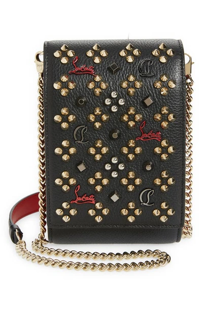 Christian Louboutin Paloma Leather Phone Pouch In Black/ Multi