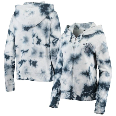 New Era Women's Navy New York Yankees Tie-dye Fleece Full-zip Hoodie