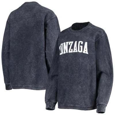 Pressbox Women's Navy Gonzaga Bulldogs Comfy Cord Vintage-like Wash Basic Arch Pullover Sweatshirt