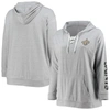 Fanatics Women's Plus Size Heathered Gray New Orleans Saints Lace-up Pullover Hoodie In Heather Gray