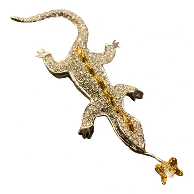 Pre-owned Alexis Bittar Crystal Pin & Brooche In Silver
