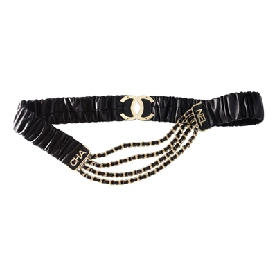 Pre-owned Chanel Leather Belt In Black