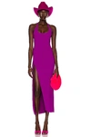 Attico Corinne Halter Neck Tech Crepe Gown In Violet