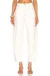 Frame Ultra High Rise Barrel Jeans In Ecru