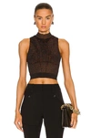 Wolford Shiny Grid Sleeveless Stretch Nylon Top In Black Copper