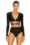 Matteau Wrap Sun Crop Top In Black