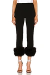 Magda Butrym Feather-trimmed Cropped Knitted Slim-leg Pants In Black