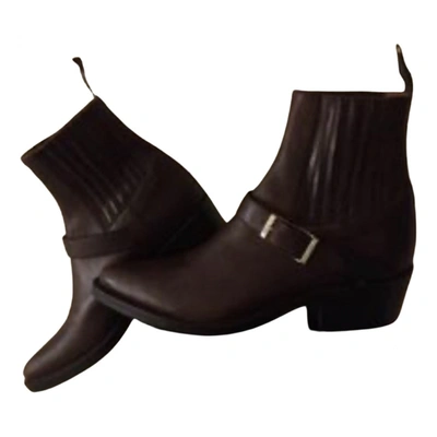 Pre-owned Cesare Paciotti Leather Ankle Boots In Burgundy
