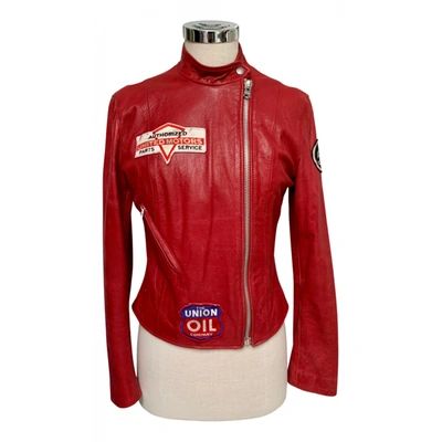 Pre-owned Replay Leather Jacket In Red