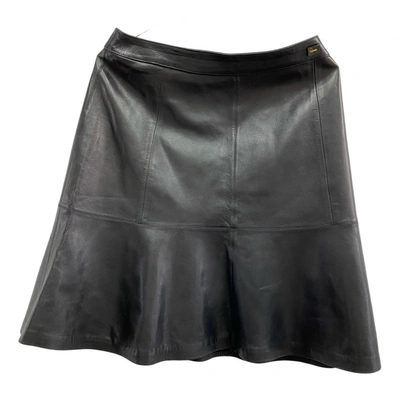Pre-owned Chanel Leather Maxi Skirt In Black