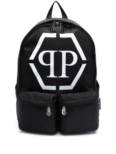 Philipp Plein Hexagon Logo Print Backpack In Black