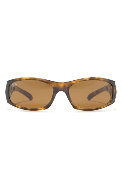Ray Ban 57mm Rectangle Sunglasses In Havana / Crystal Brown