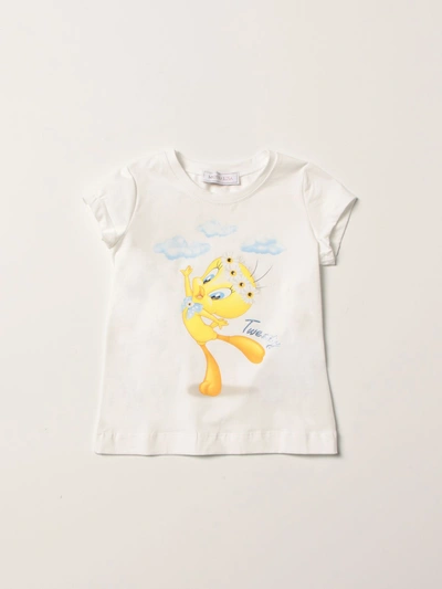 Monnalisa Cotton T-shirt With Print In White