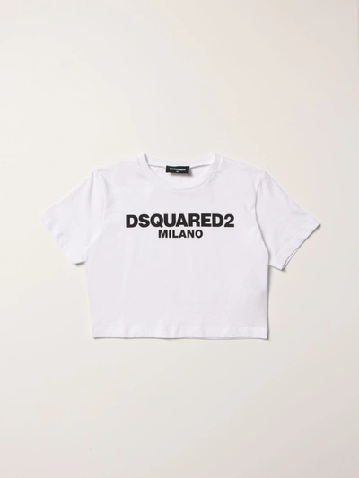 Dsquared2 Junior Kids' T-shirt In Cotton With Logo In White