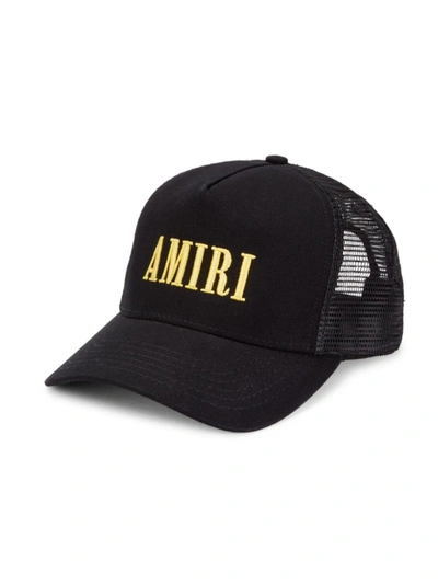 Amiri Embroidered Core Logo Trucker Hat In Black Yellow