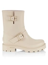 Jimmy Choo Yael Combat Boots In Beige Rubber/plasic In Off White