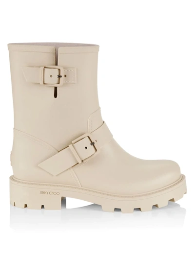 Jimmy Choo Yael Combat Boots In Beige Rubber/plasic In Barley