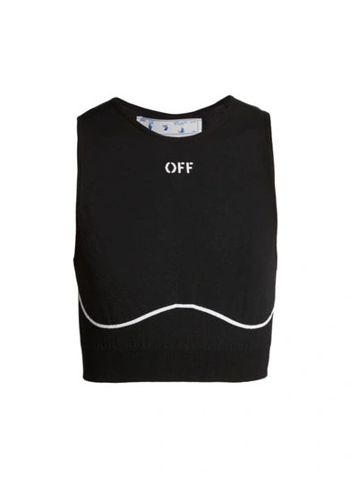 Off-white Logo Sports Crop Top Sleeveless Ribbed In Animal Print