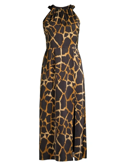 Milly Mia Giraffe Print Midi-dress In Black Multi