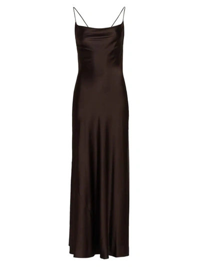 Andamane Isabelle Silk-blend Maxi Slip Dress In Brown