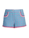 Moschino Houndstooth-print Short Shorts In Fantasy Print Light Blue