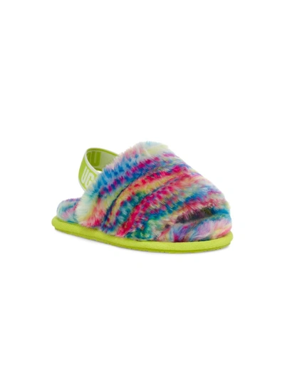 Ugg Girl's Fluff Yeah Multicolor Pixelate Slides, Baby/toddlers In White