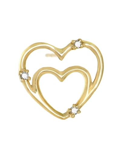 Devon Woodhill Women's I Carry Your Heart 14k-18k Gold & Diamond Stud Earrings