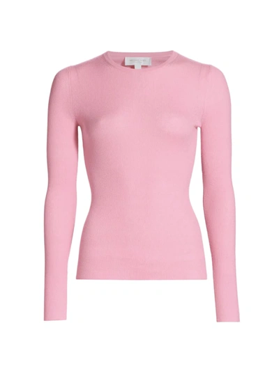 Michael Kors Hutton Ribbed Cashmere Sweater In Rose