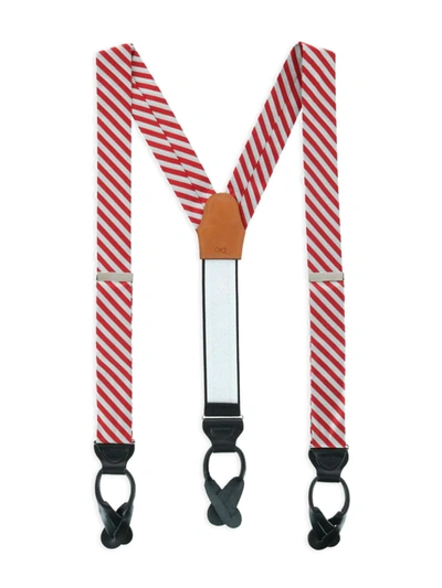 Trafalgar Griswold Striped Herringbone Suspenders In Red