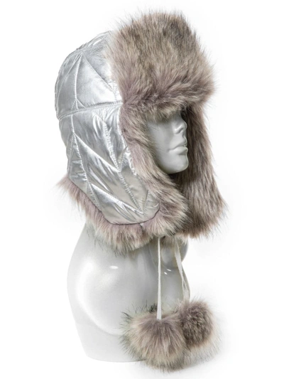 Eric Javits Puff Trooper Faux Fur Trapper Hat In Silver