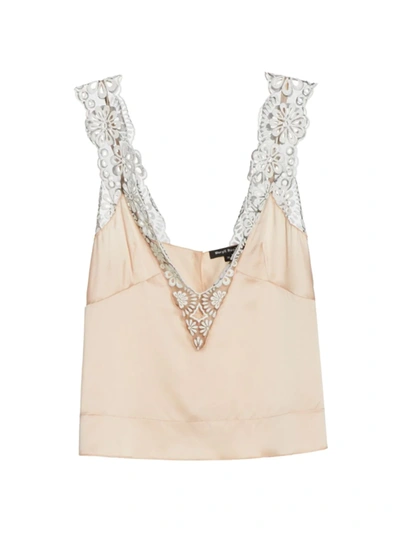 Meryll Rogge Embroidered Lace-trim Camisole In Nude Pink