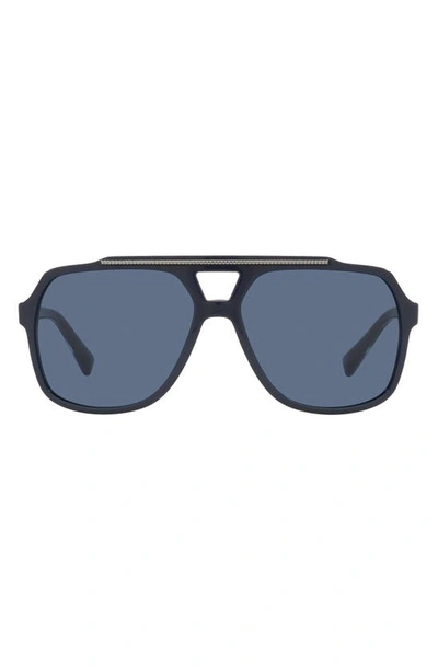 Dolce & Gabbana Men's Aviator Acetate Sunglasses In Shiny Blue