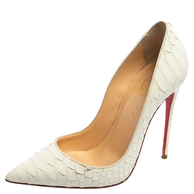 Pre-owned Christian Louboutin Cream Python Leather So Kate Pumps Size 35.5