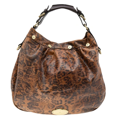 Pre-owned Mulberry Brown Leopard Print Leather Mitzy Hobo