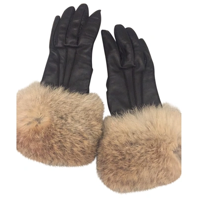 Pre-owned Mcm Leather Gloves In Black