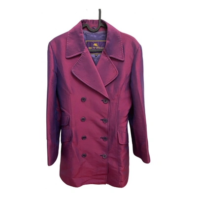 Pre-owned Etro Silk Trench Coat In Pink