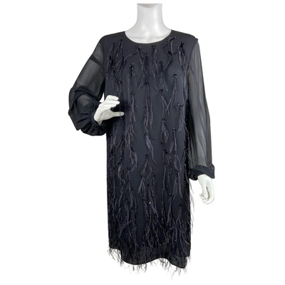 Pre-owned Max Mara Silk Mid-length Dress In Black