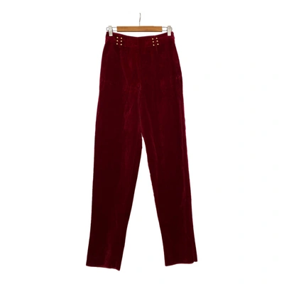 Pre-owned Burberry Trousers In Burgundy