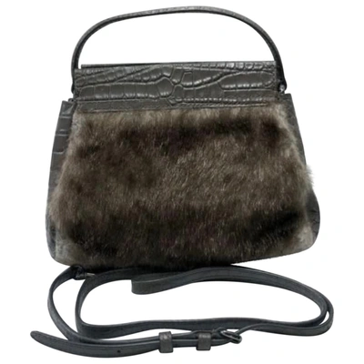 Pre-owned Dkny Faux Fur Crossbody Bag In Brown