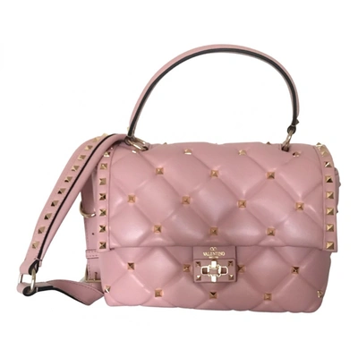 Pre-owned Valentino Garavani Candystud Leather Handbag In Pink