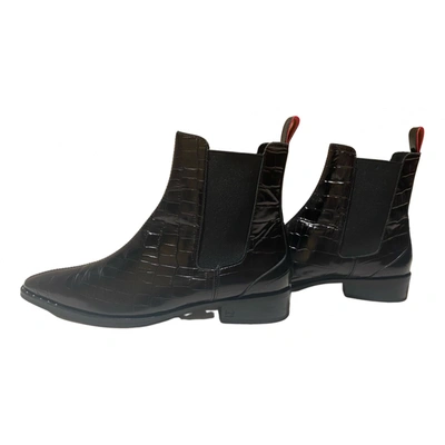 Pre-owned Scotch & Soda Leather Ankle Boots In Black