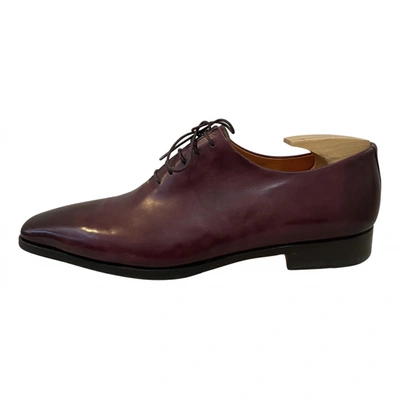 Pre-owned Santoni Leather Lace Ups In Purple