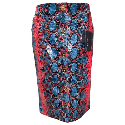 Pre-owned Versace Leather Mid-length Skirt In Multicolour